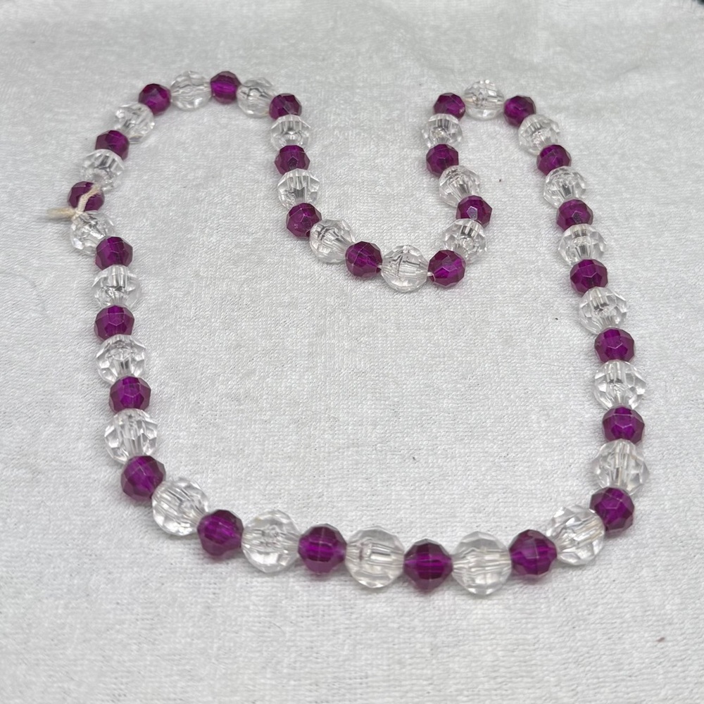 Elegant Purple and Clear Beaded Necklace